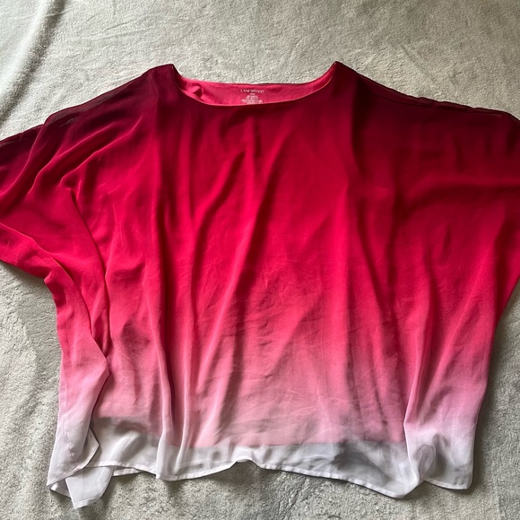 Lane Bryant Women’s Ombre Pink and White Flowy Sheer Cape Style Top 18/20 - Picture 3 of 7